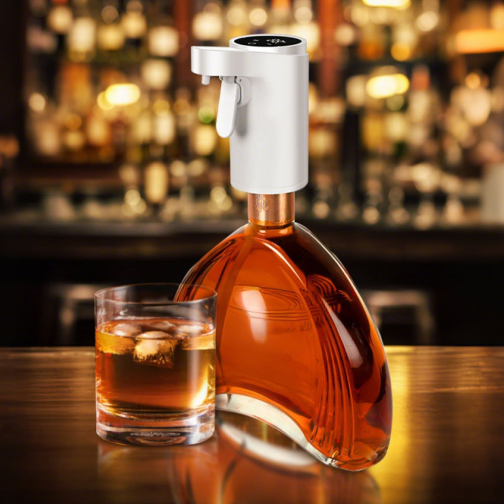 Smart Digital Wine Spirit Bottle Dispenser with Touch Screen-White