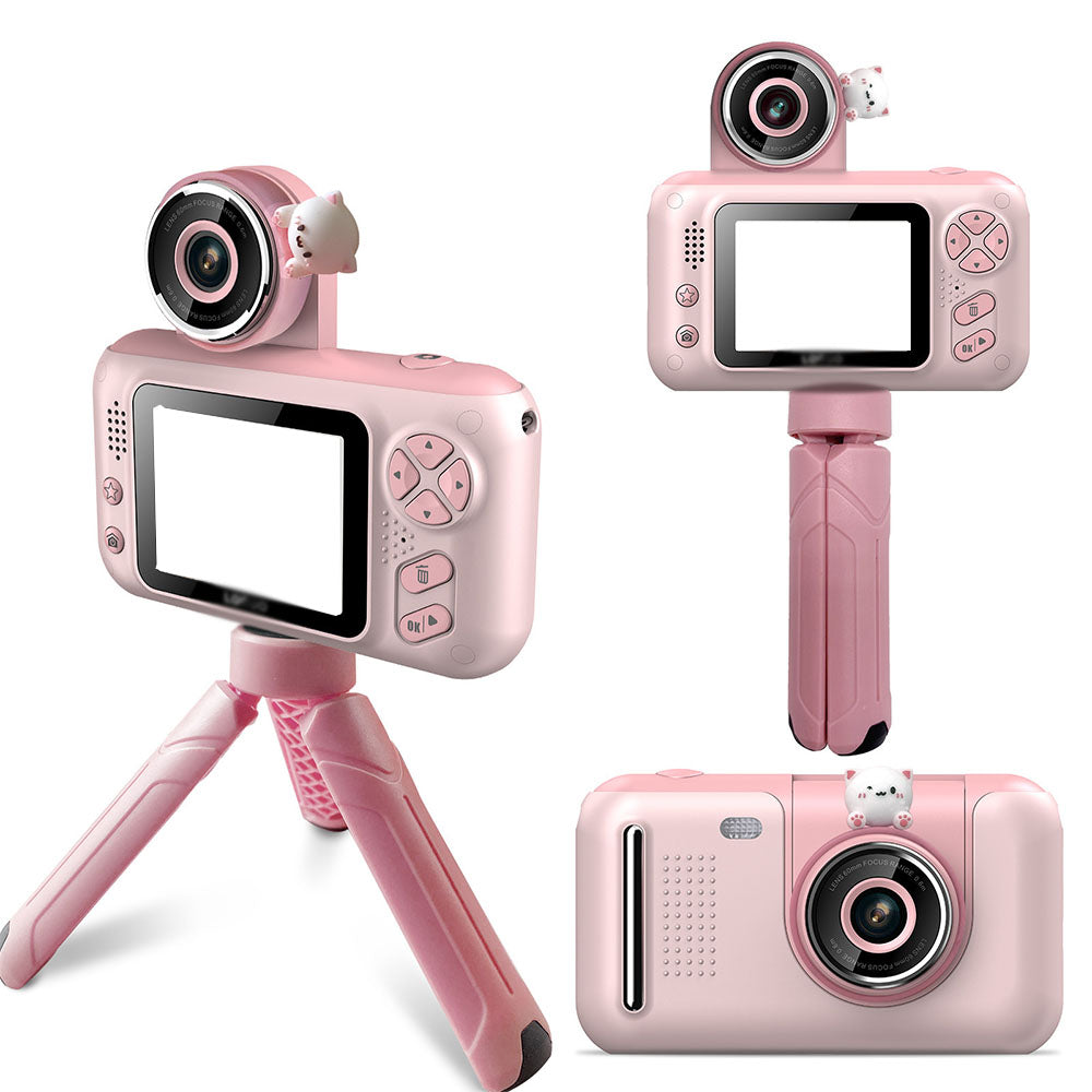 180 Degree Flip Lens Digital Camera Camera Toys - Pink
