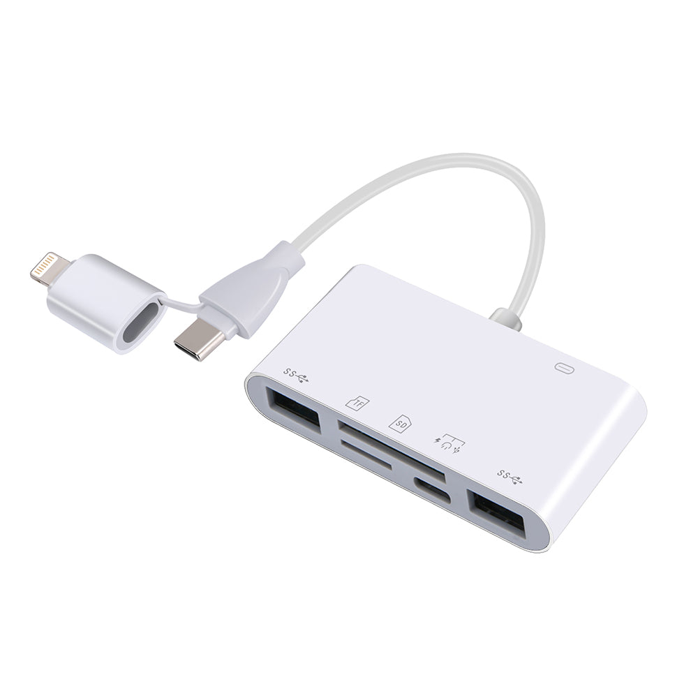 8-in-1 SD Card Reader with USB TF Lightning Port
