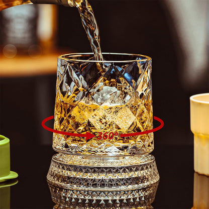 270ml Rotating Whiskey Glass Transparent Glass-Gemstone Style