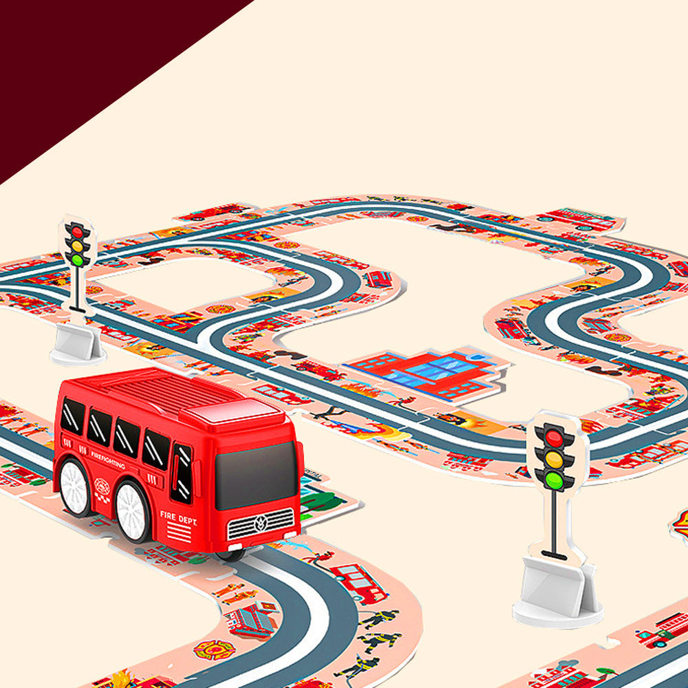44-Piece DIY Assembling RailCar Set Puzzle Track Car Play Set RailCar Building Toys Educational Toys Red