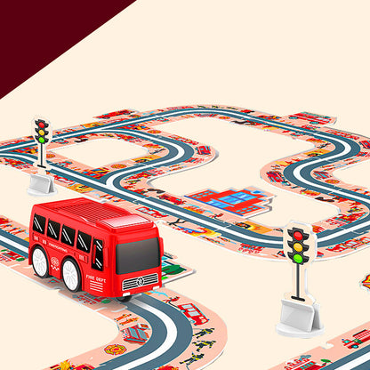 44-Piece DIY Assembling RailCar Set Puzzle Track Car Play Set RailCar Building Toys Educational Toys Red