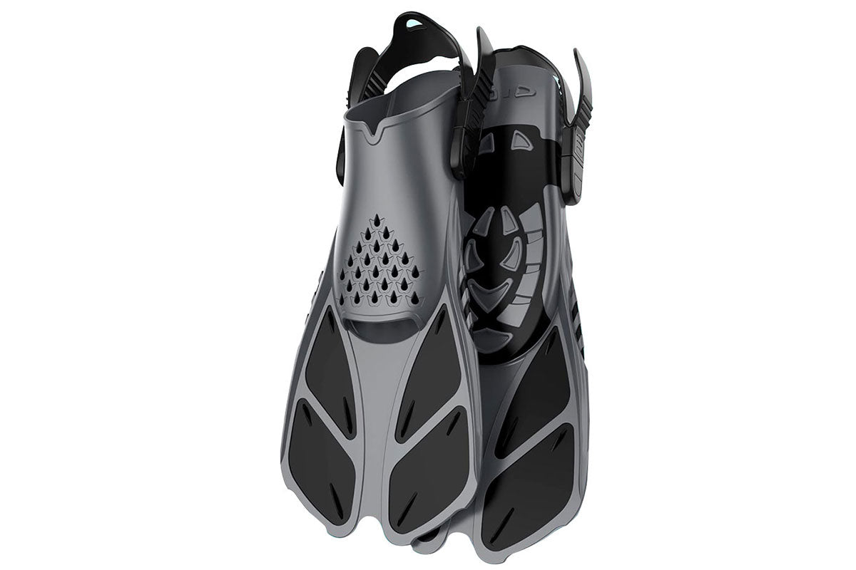 Snorkeling Goggles Foot Flippers and Snorkel Scuba Diving Set-Black