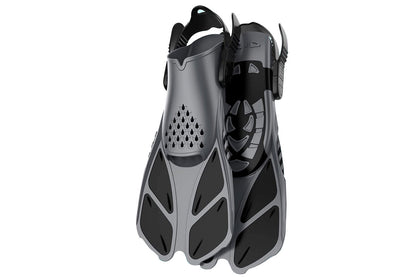Snorkeling Goggles Foot Flippers and Snorkel Scuba Diving Set-Black