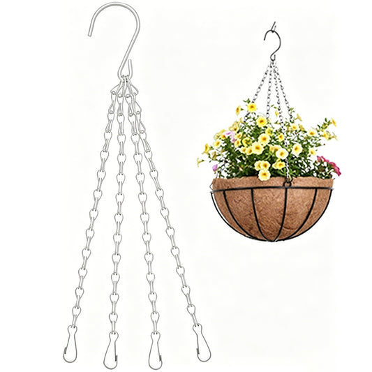 2Pcs 4 Point Hanging Basket Chain Set Basket Hangers for Planters-Round Buckle