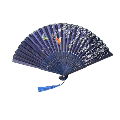 3Pcs Folding Hand Fan Retro Bamboo Hand Fan for Wedding Dancing Party Style 2