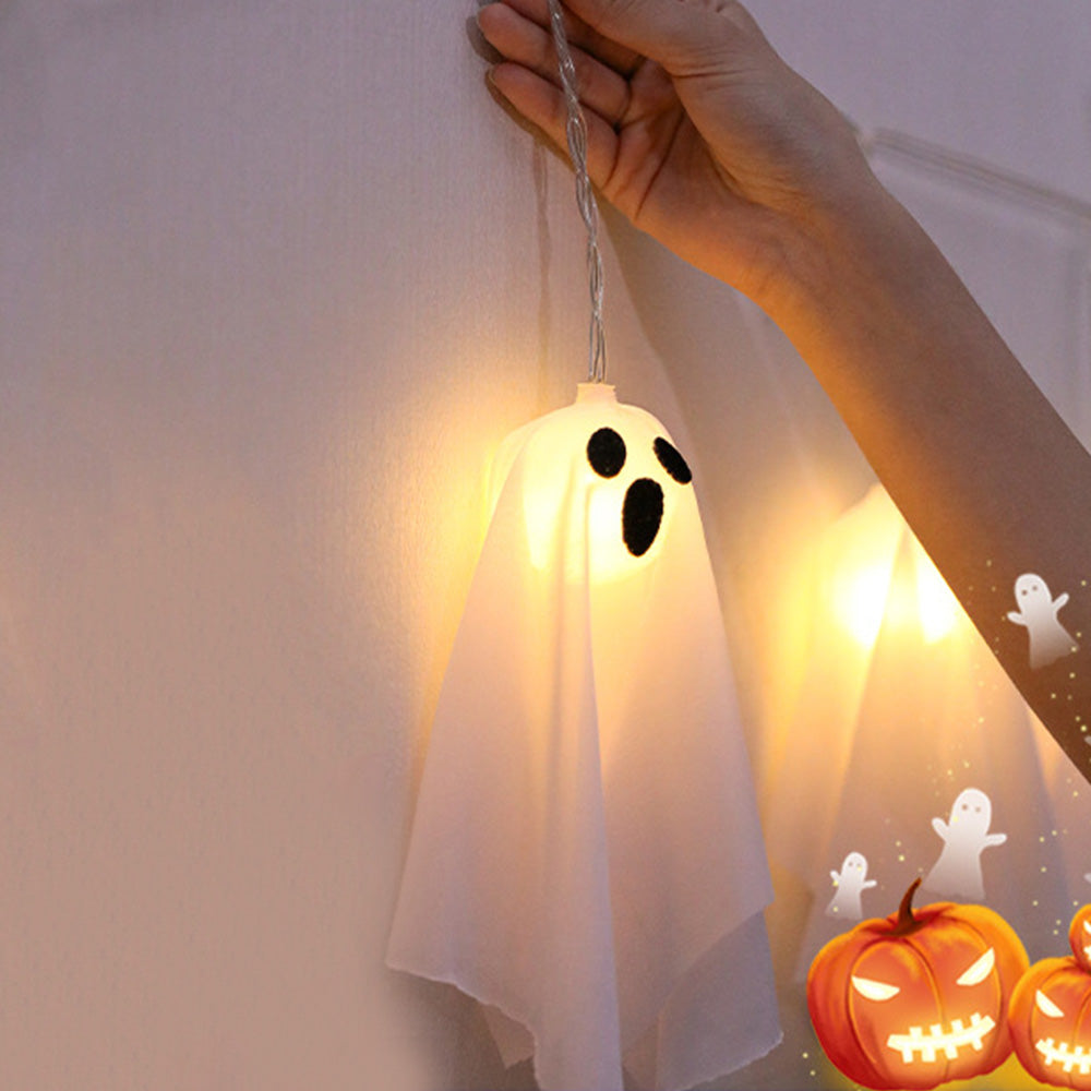 Halloween Ghost String Lights Battery Operated 8 Modes Fairy Lights for Indoor Decor