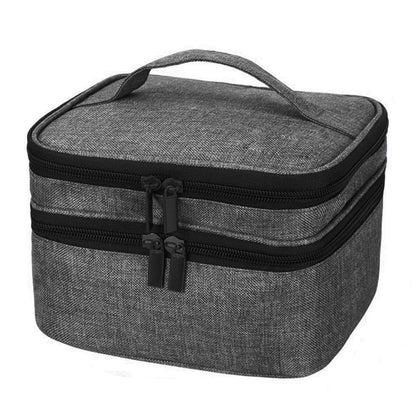 Nail Varnish Storage Bag Double-layer Nail Polish Carrying Bag Portable Organizer Bag Travel Storage Bag for Essential Oil -Gray