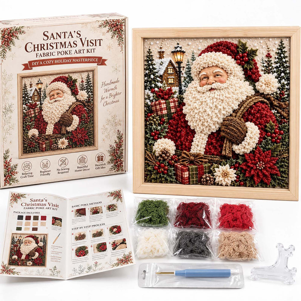 Framed Christmas Yarn Poke Fabric DIY Decoration Kit for Adults - Santa Claus