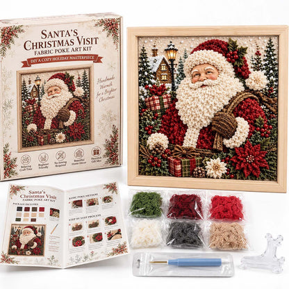 Framed Christmas Yarn Poke Fabric DIY Decoration Kit for Adults - Santa Claus