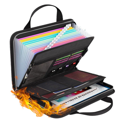 Fire Resistant Accordion File Organizer with Handle  A4 Files Transparent Expanding Folder with Multi-Pockets