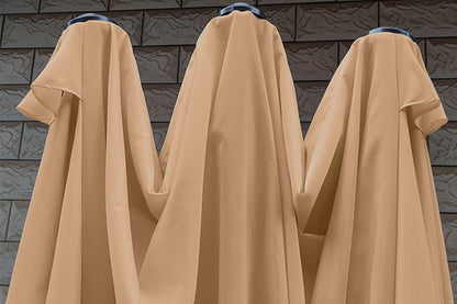 2.7M Waterproof Umbrella Replacement Canopy Top Cover For 12 Ribs Sunscreen Garden Three Heads Patio Umbrella Replacement Cloth-Khaki