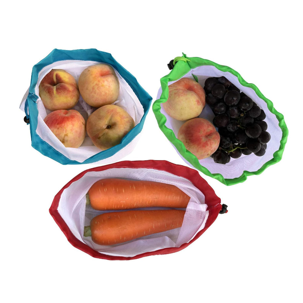 12Pcs Set Reusable Mesh Produce Bags Eco-Friendly Drawstring Bags
