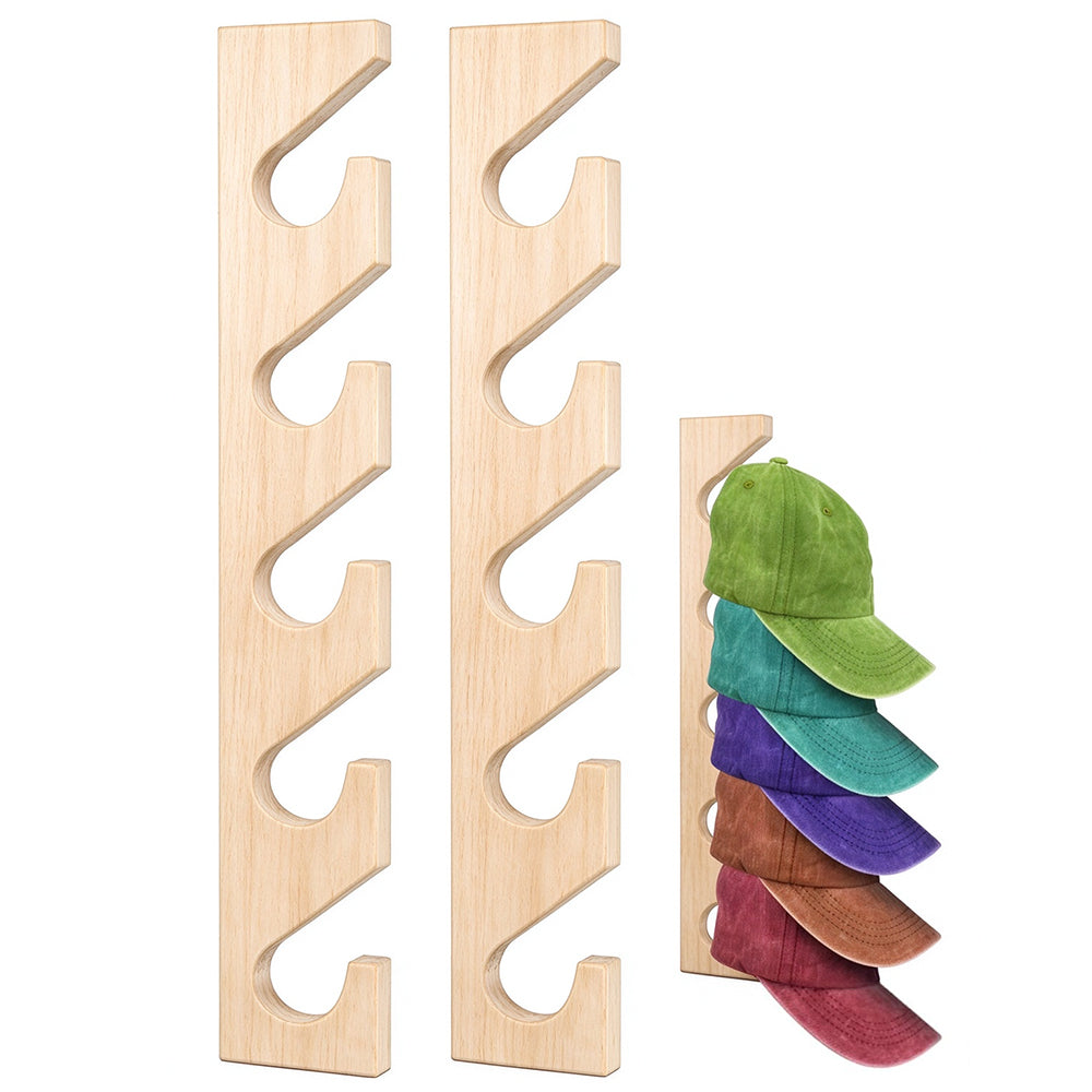2 Pack Engineered Wood Hat Rack Hat Organizer for Wall - Khaki