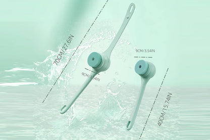 5 in 1 Electric Body Back Scrubber Dual Handle Bath Brush for Shower Exfoliating-Green