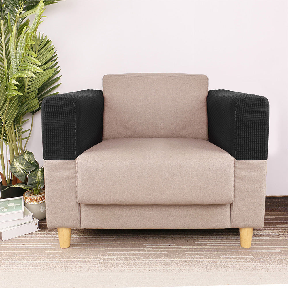 2PCS Universal Chair Arm Protector Covers Armchair Slipcovers Furniture Protector-Black