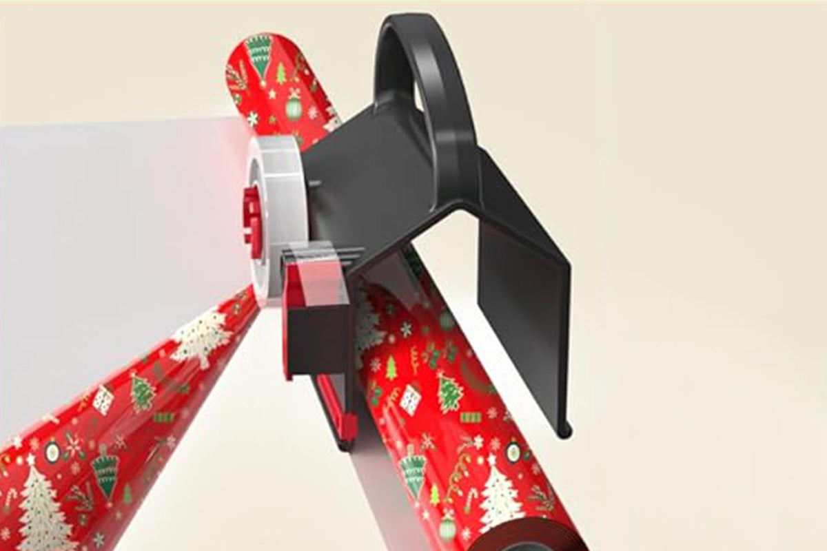 2-Pack Wrapping Paper Cutter and Tape Dispenser Dual-Use for Holiday Gift Wrap