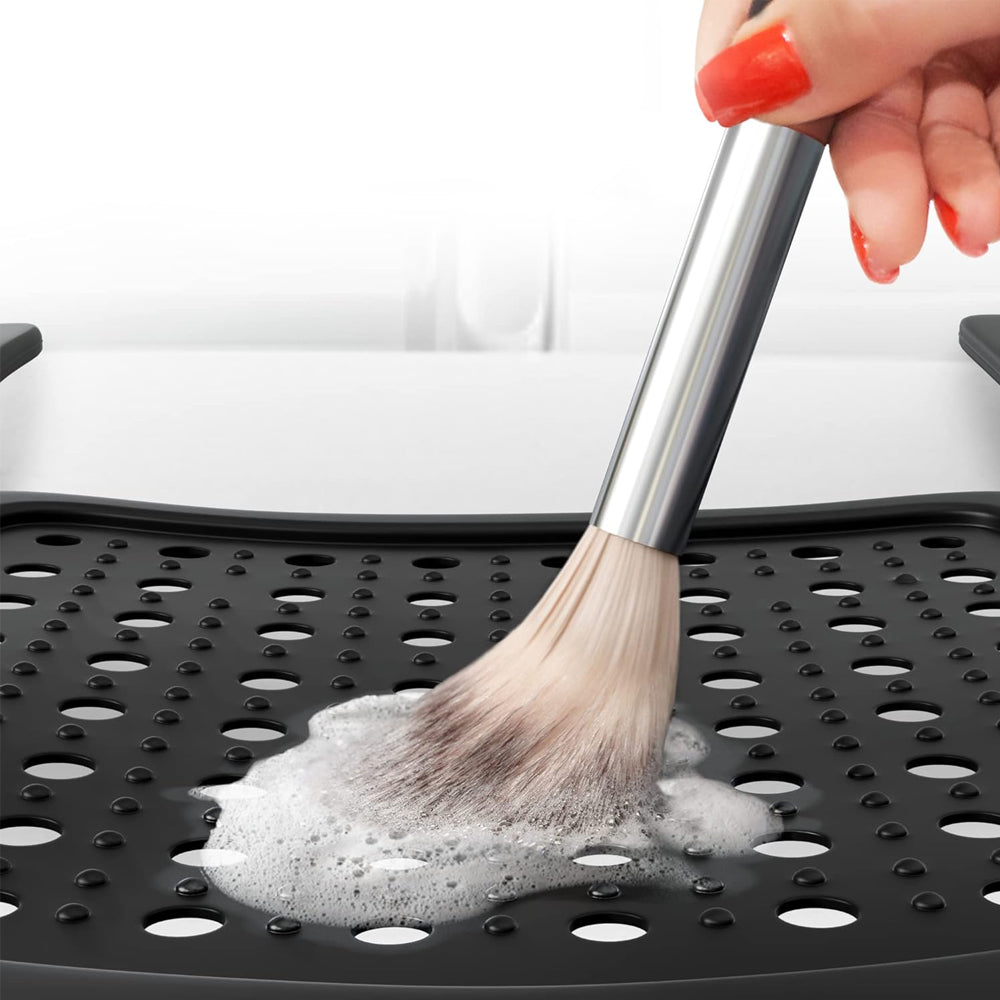 Foldable Sink Topper with Hanging Loop Silicone Beauty Makeup Brush Cleaning Mat