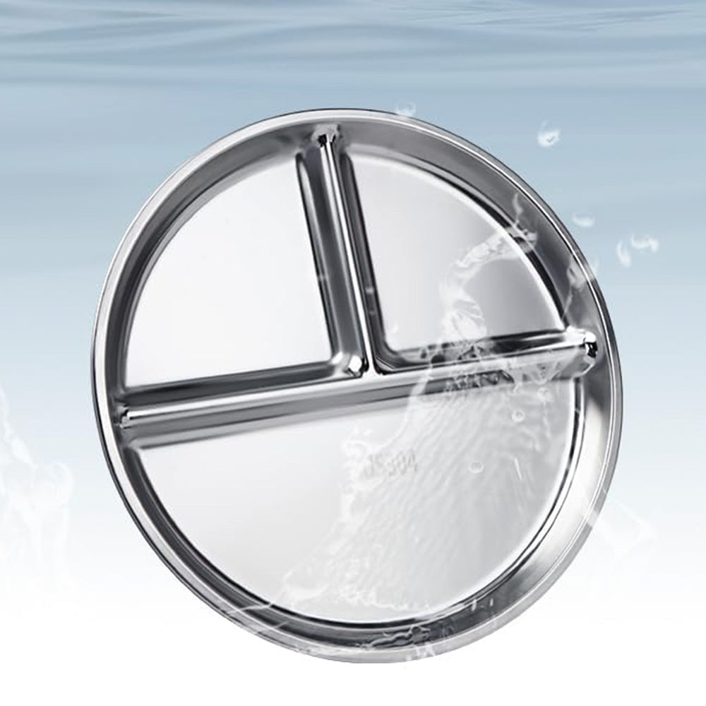 2Pcs Divided Meal Plates Stainless Steel Balance Lunch Container for Eating