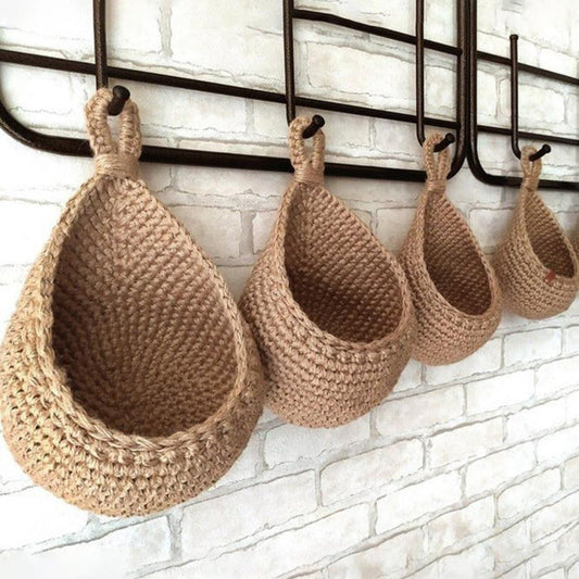 Hanging Wall Vegetable Fruit Basket Holder Woven Kitchen Organizer Bag