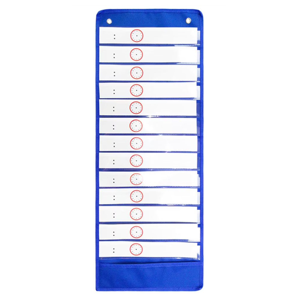 Wall Time Management Card Organizer with 14 Dry Erase Cards - Blue