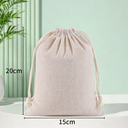 10 Pack Cotton Linen Drawstring Storage and Gift Bags in 2 Sizes