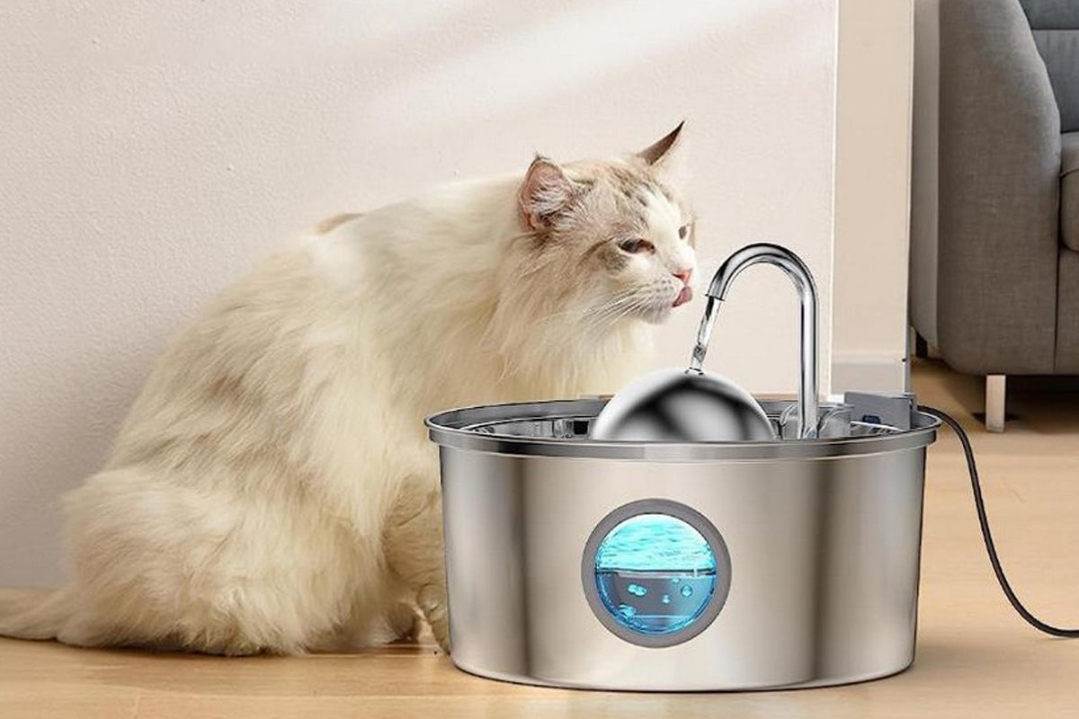 Stainless Steel Cat Water Fountain 3.2L Quiet Cat Fountain for Pets Small Animals