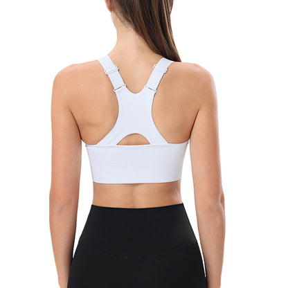 Women Adjustable Sports Bra Wide Strap Design for Running and Gym Fitness-White