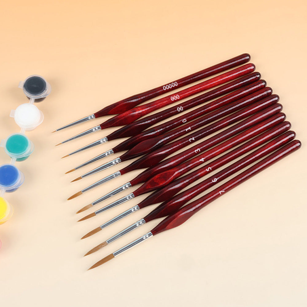 11 PCS Artist Paint Brush Set Detail Painting Brush-Red