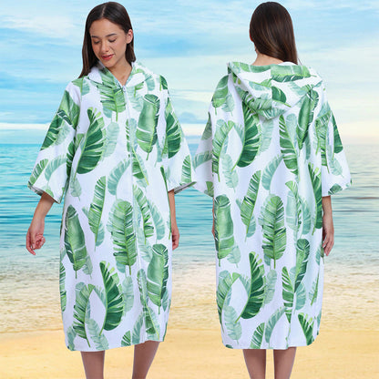 Unisex Hooded Towel Poncho Swim Parka for Adults -  Banana Leaf