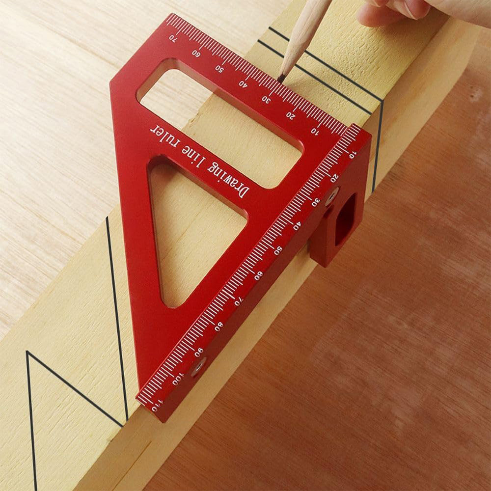 Multi-Angle Measuring Ruler Kit 45/90 Degree Aluminum Alloy Protractor Drawing Line Miter Triangle Tool for Woodworking