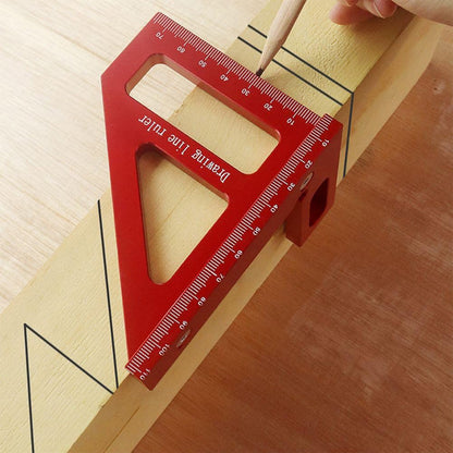 Multi-Angle Measuring Ruler Kit 45/90 Degree Aluminum Alloy Protractor Drawing Line Miter Triangle Tool for Woodworking