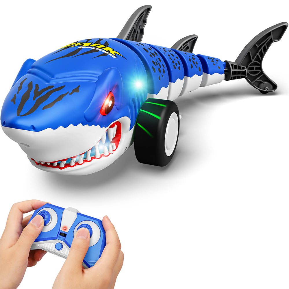 Shark Shaped Off Road RC Car with Colorful Lights and 360 Degree Spin - Blue