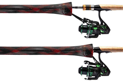 4Pcs Fishing Rod Sock with Strap Fishing Rod Sleeve for Baitcasting-Red