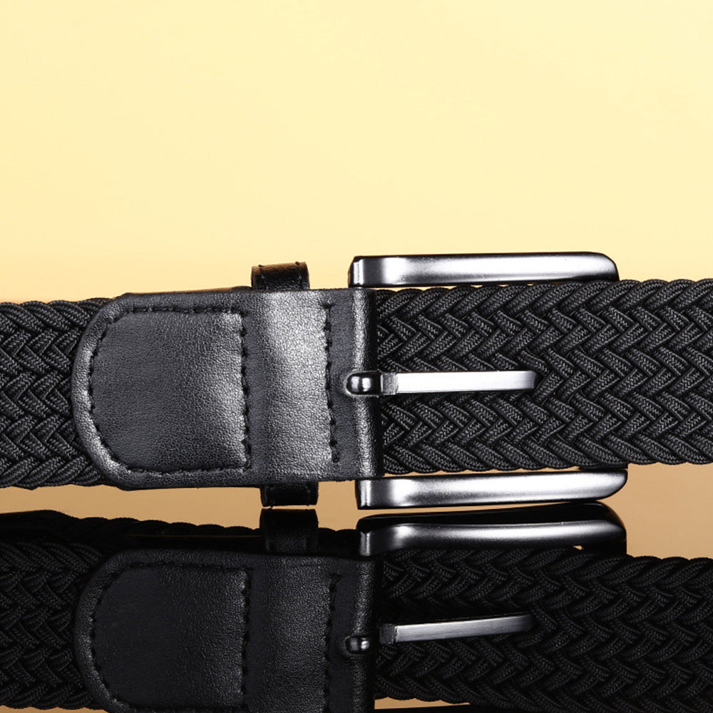 Elastic Braided Stretch Belt for Golf Pants Casual Shorts Jeans-Black