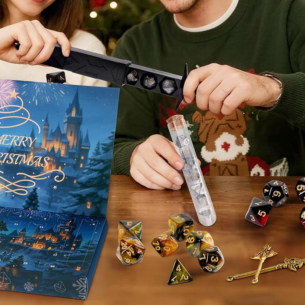24-Piece Dice Advent Calendar Set Christmas Countdown with Polyhedral Dice for Teens and Adult