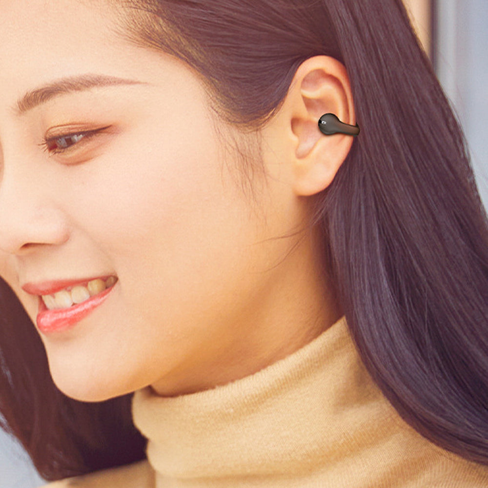 Sports Wireless Bluetooth Headphone Ear Clip Bone Conduction Headset Clip On Earbuds Black