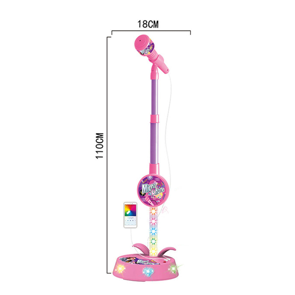 Karaoke Microphone Toy with Stand and Flashing Lights - Pink