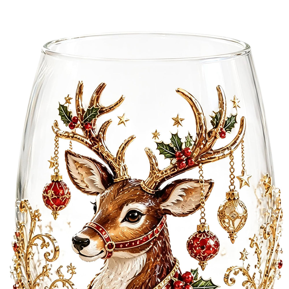 Christmas Embossed Whiskey Glass Christmas Whiskey Glass - Reindeer