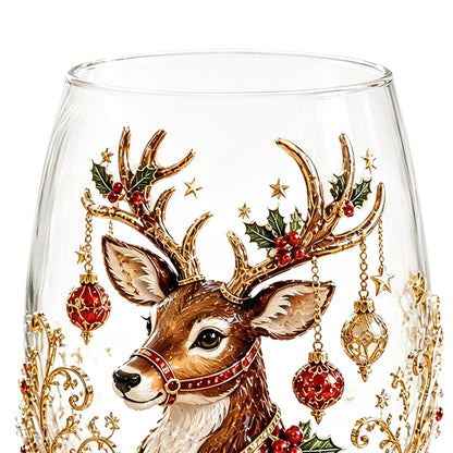 Christmas Embossed Whiskey Glass Christmas Whiskey Glass - Reindeer
