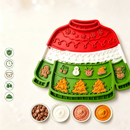 Christmas Pet Silicone Licking Mat with Suction Cups - Green