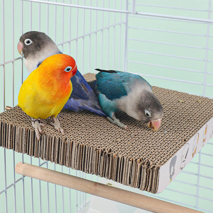 2Pcs Bird Perch Stand Cardboard Anti-bite Hair Grinding Pad Parrot Toy