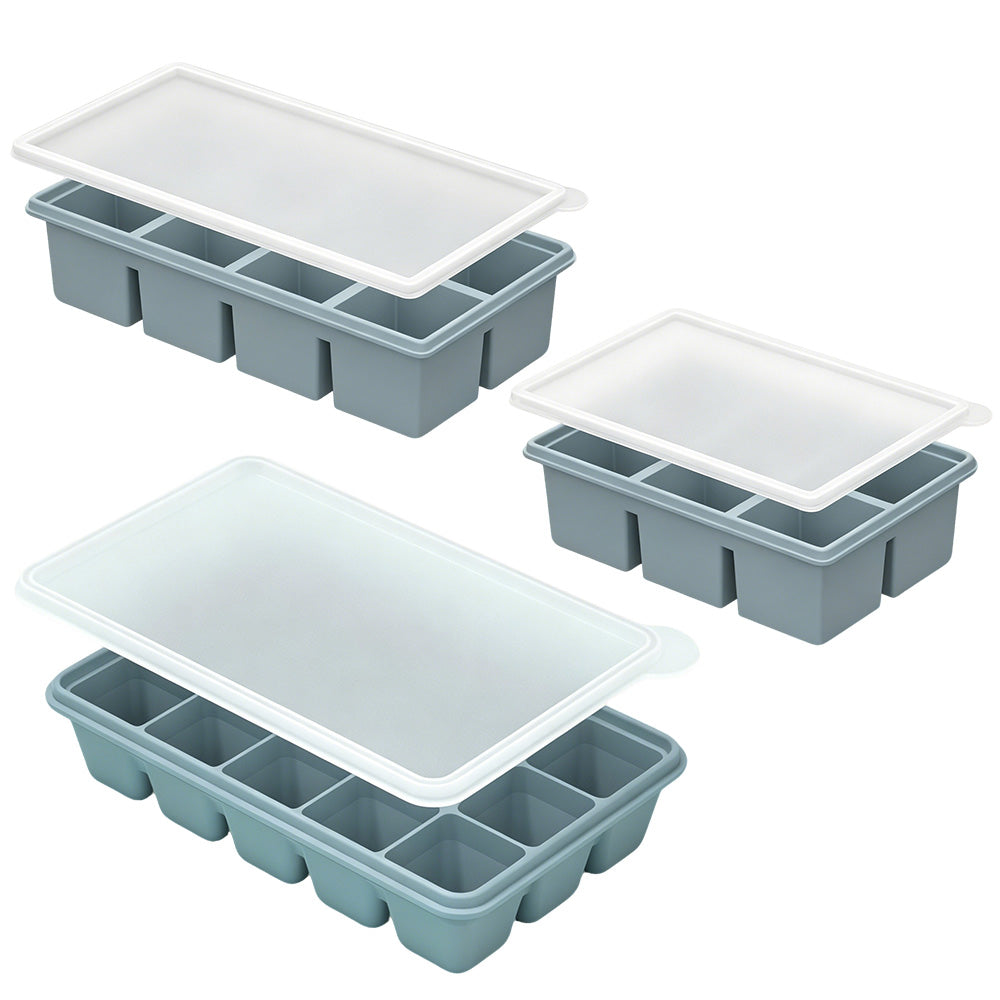 3 Pack Silicone Ice Cube Trays-Blue