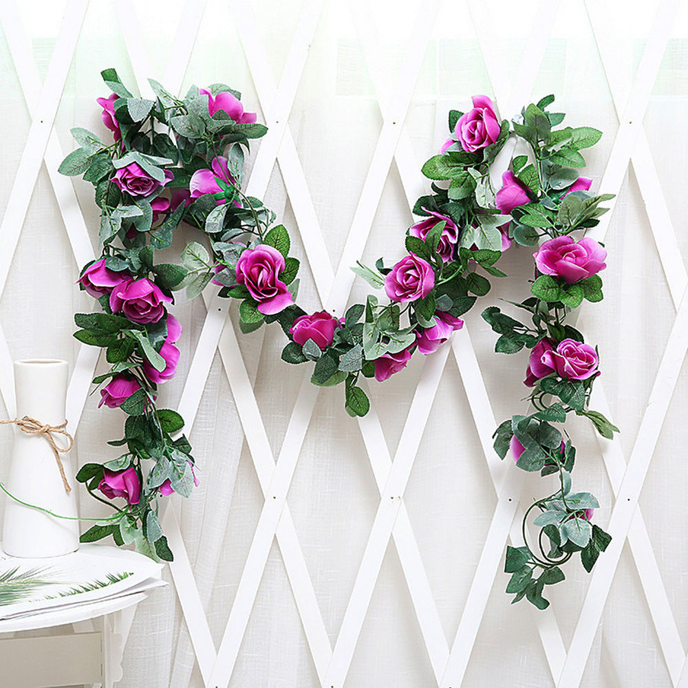 Artificial Rose Vines Hanging Rose Flower Garlands For Wedding Home Floral Decor-Purple
