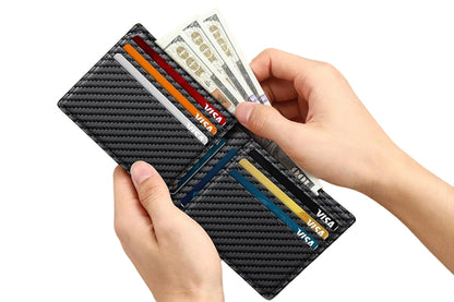 2Pcs Men Slim RFID Shielding Microfiber Wallet Credit Card Holder Money Clip