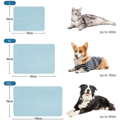 Pet Cooling Mat Dog Cat Breathable Summer Cooling Pad Light Blue