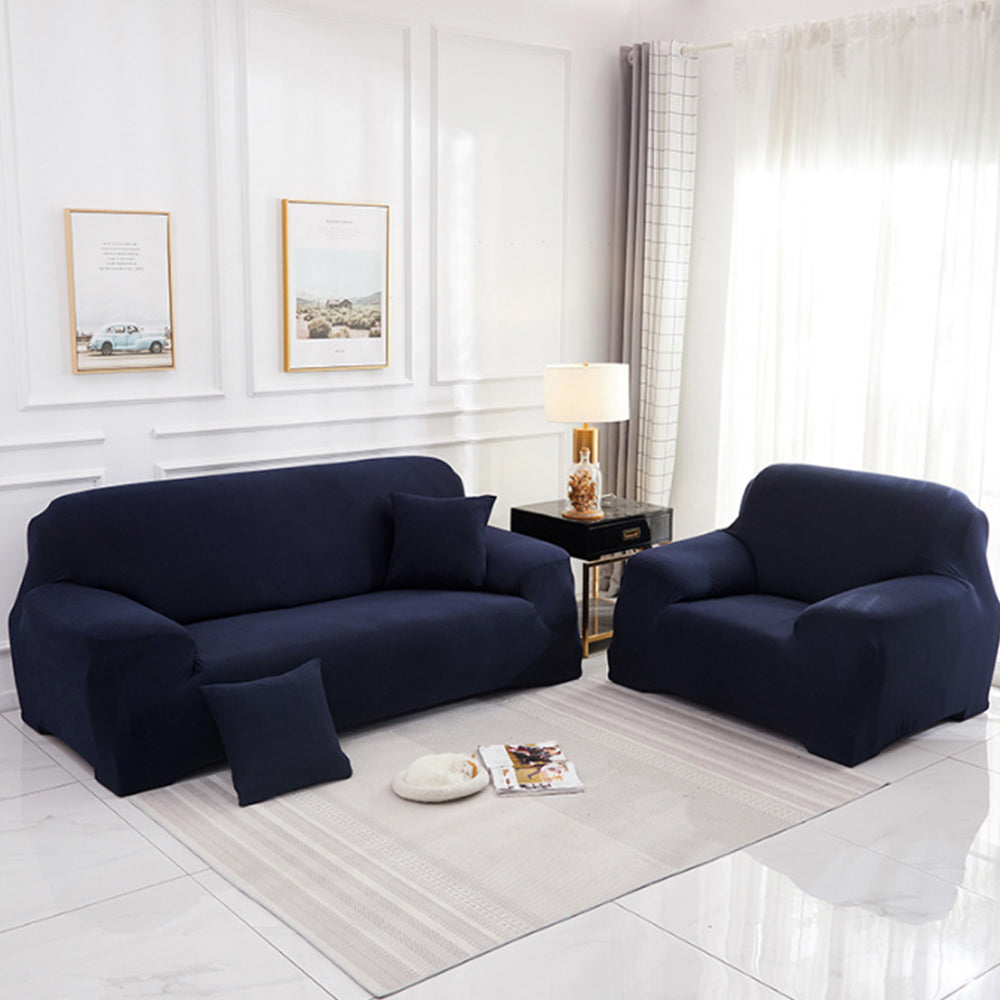 Velvet Stretch Sofa Slipcover Sofa Couch Furniture Protector Cover Navy Blue