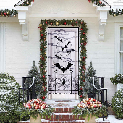 Large Halloween Door Curtain Bat Spider Web Door Cover