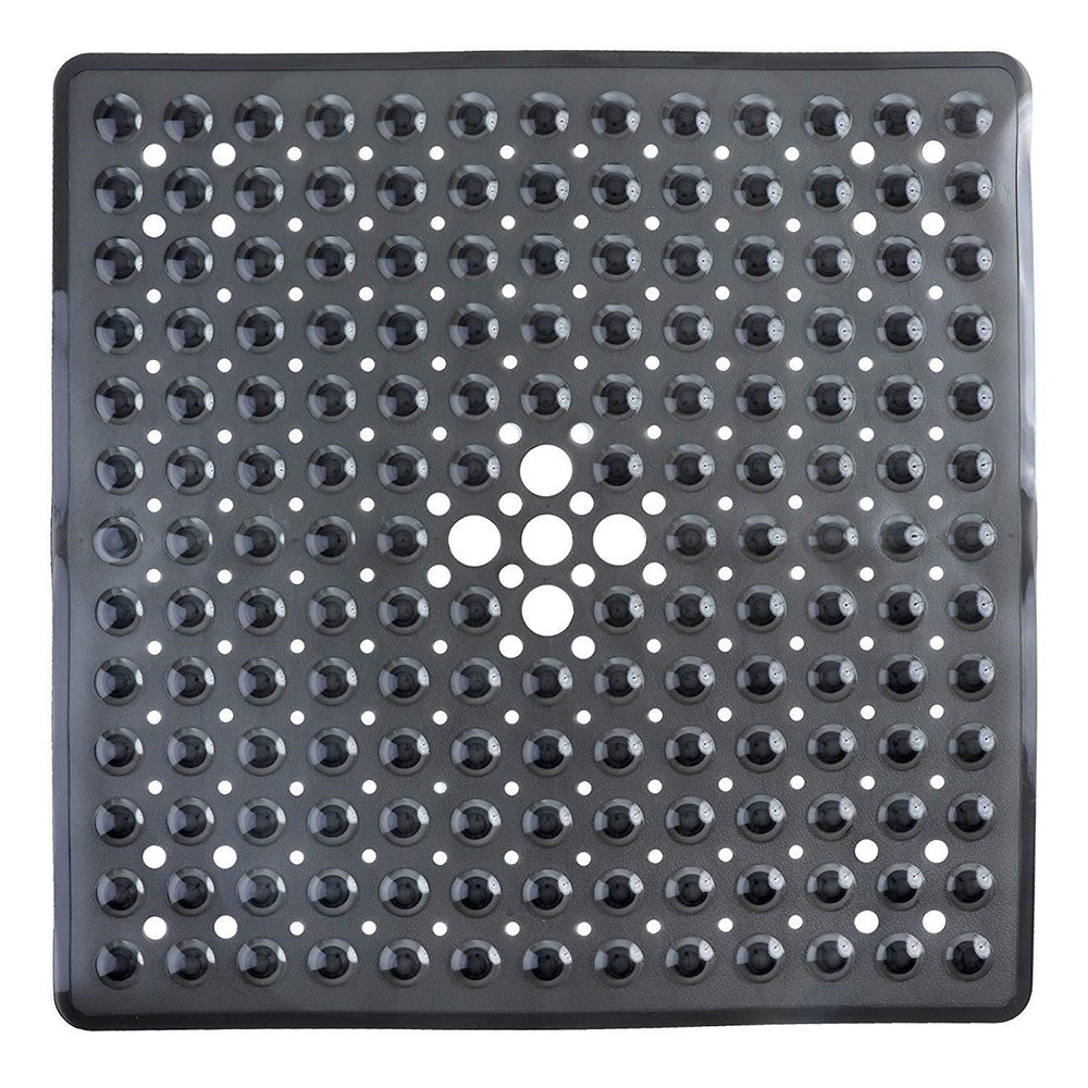 Large Non Slip Shower Mat with Drain Holes Square Shower Mat-Black