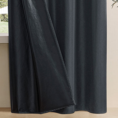 2 Pack 100 Percent Blackout Curtains with Black Liner-Black